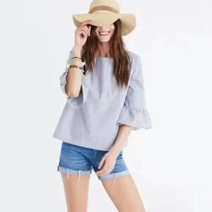 Madewell striped ruffle bell sleeve top size S